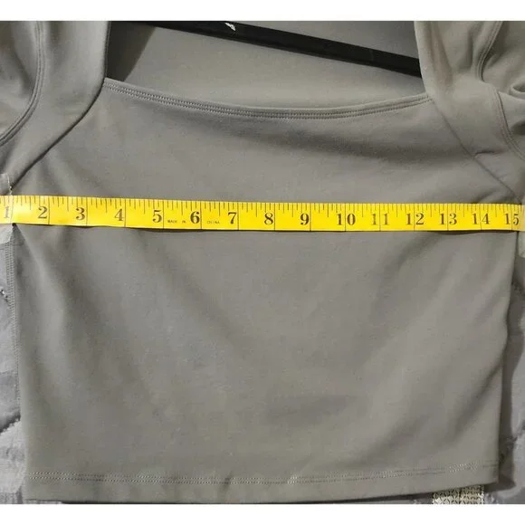 Set Of 3 Baleaf Long Sleeve Square Neck Crop Tops Black & Gray Womens Size S - Picture 10 of 15